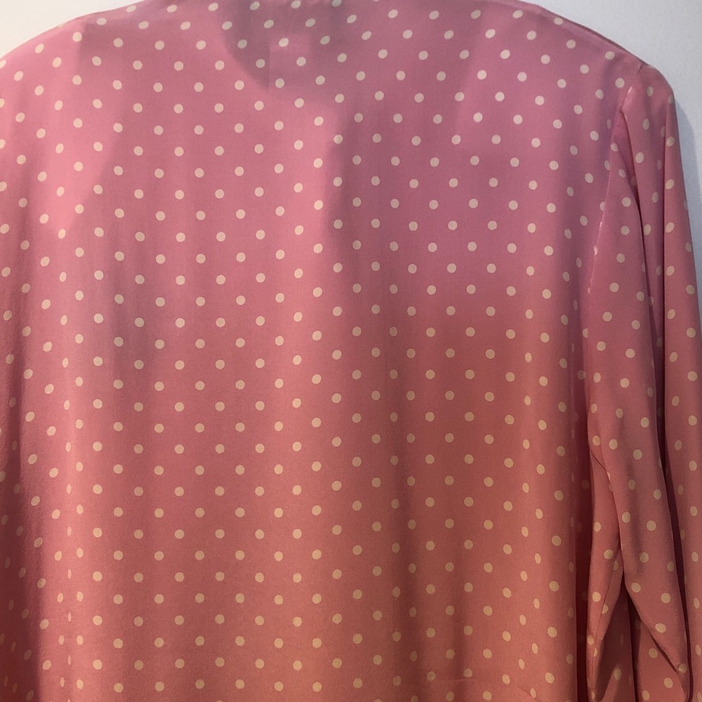 Bob Mackie Pink Polka Dot Embroidered Silk Blouse - Picture 12 of 15